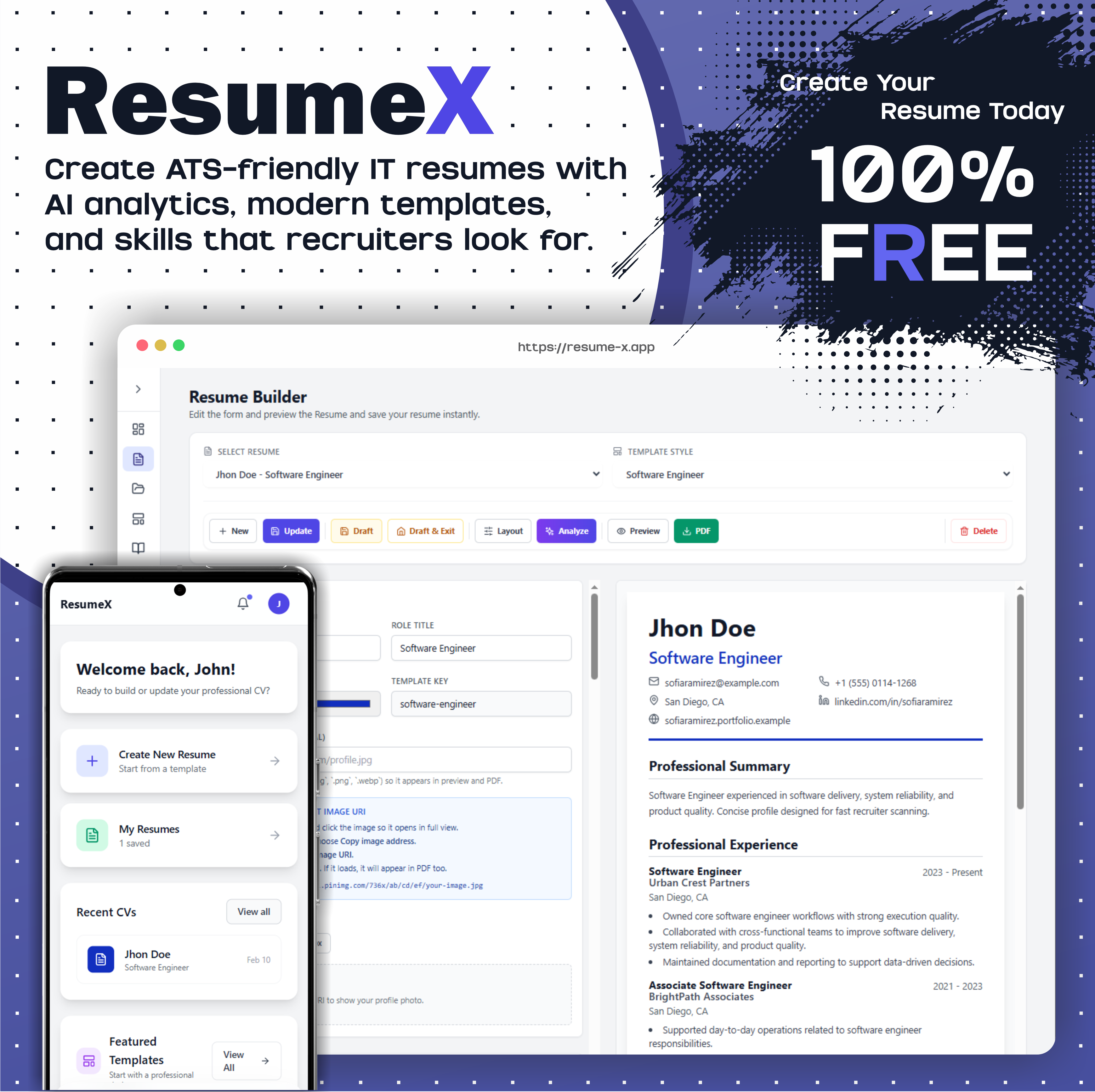 Free AI Resume Builder & CV Maker | Resume-X